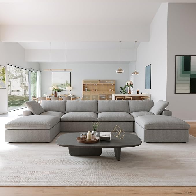 JACH U-Shaped Couches for Living Room, 6-Seats Modular Convertible Sectional by JACH