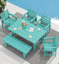 SERWALL Outdoor Dining Set for 6, HDPE Dining Furniture Set by SERWALL