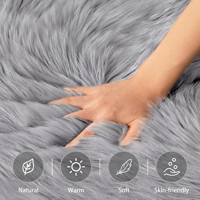 Ciicool Ultra Soft Faux Sheepskin Fur Rug Fluffy Rug - Image 3