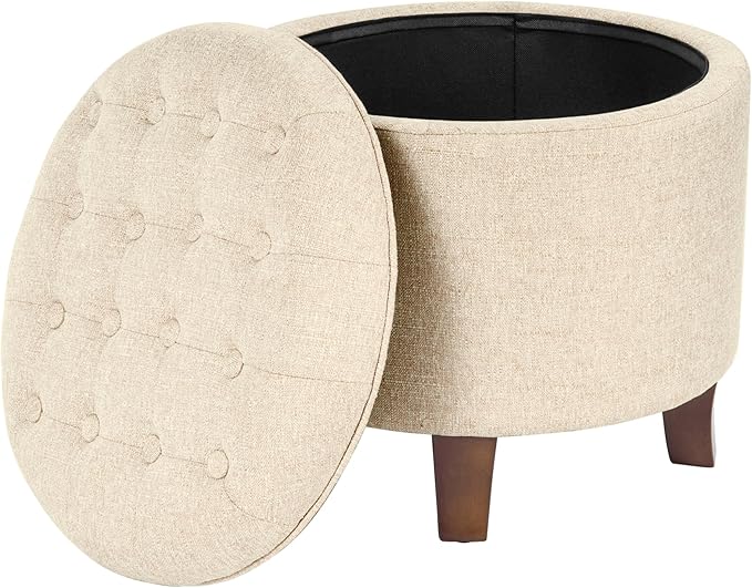 HomePop by Kinfine Fabric Upholstered Round Storage Ottoman by HomePop