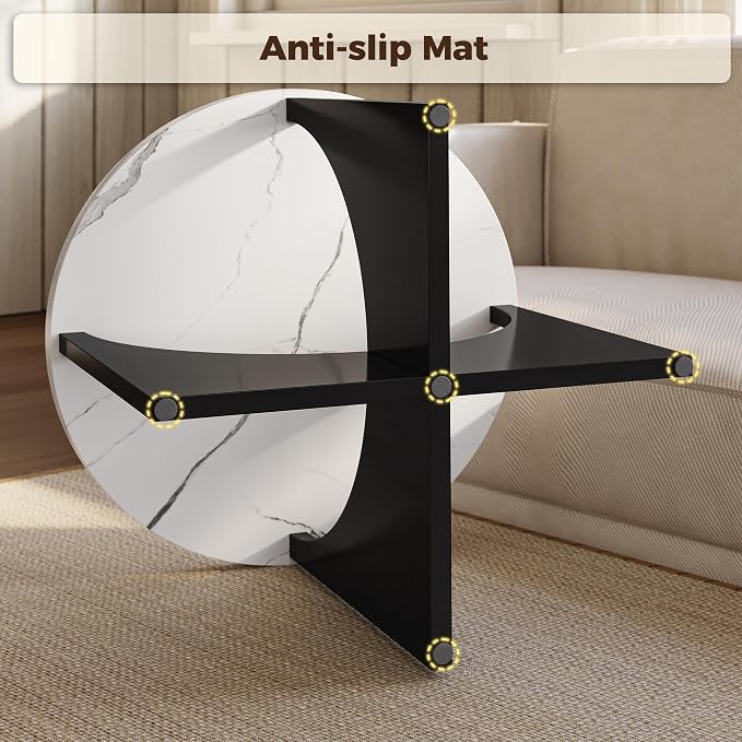 LIKIMIO Nesting Coffee Tables Set of 2, 23.6" Small Round Side Tables - Image 8