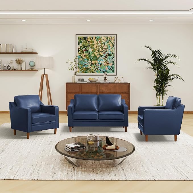 Kingfun Living Room Furniture Sets, 2 Armchair and Loveseat, Mid Century Modern - Image 5
