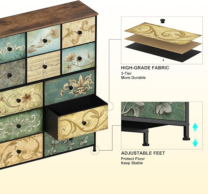 Tohomeor Dresser with Drawers for Bedroom Chest of Drawers Fabric Dresser for - Image 6