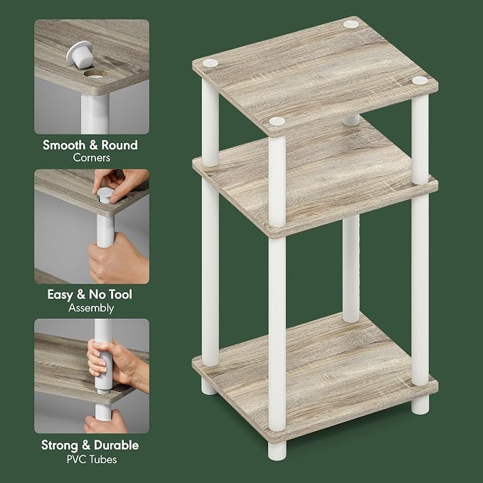 Furinno JUST Side Table, 3-Tier End Table, Open Shelves Night Stand, Bedside - Image 4