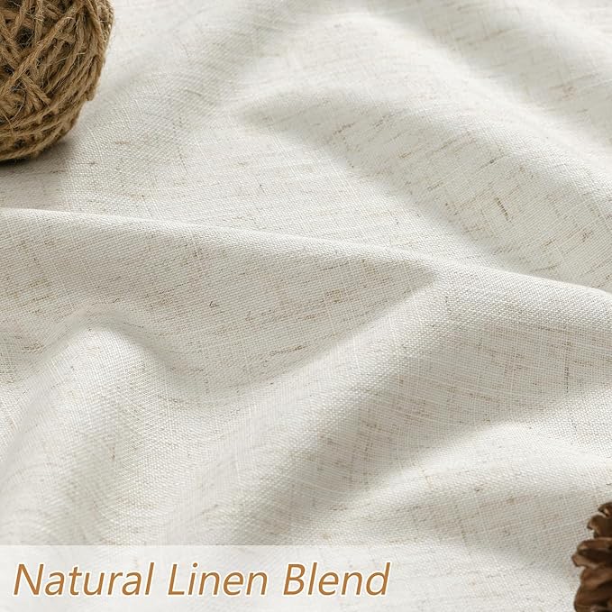 Guken Cream 100% Blackout Cream Linen Curtains 52 Inch Wide by 128 Inch 2 - Image 3