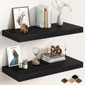 32Inch Black Floating Shelves for Wall, 12 Inch Deep Shelves for Bedroom by FunMemories