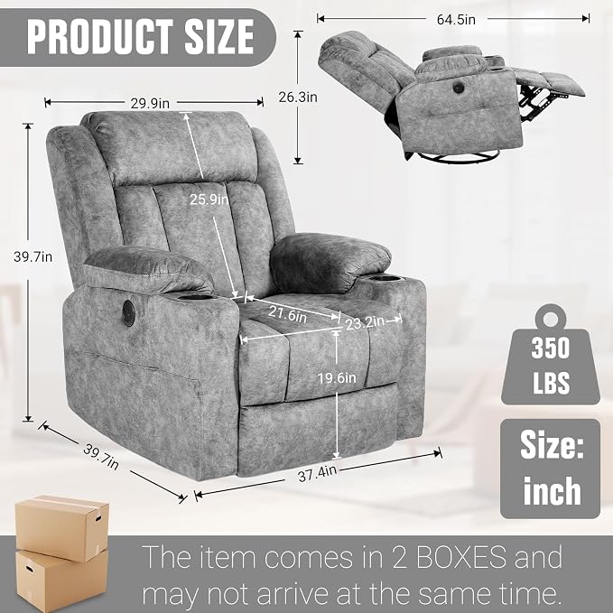 LEVELEVE Retro Rocking Recliner Chair, Massage Rocker Recliner Chair - Image 3