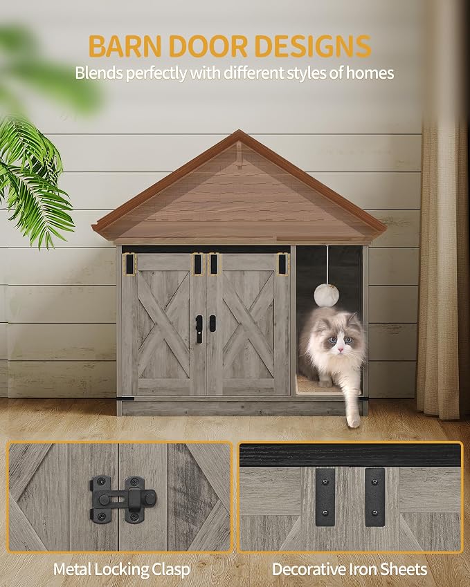 Hzuaneri Cat Litter Box Enclosure, Hidden Litter Box Cabinet Furniture - Image 4