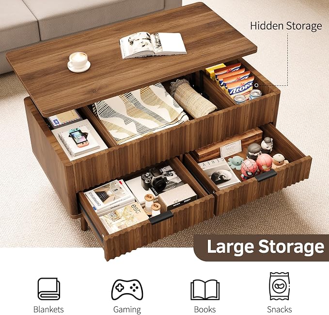Lift Top Coffee Table with Storage - Image 4