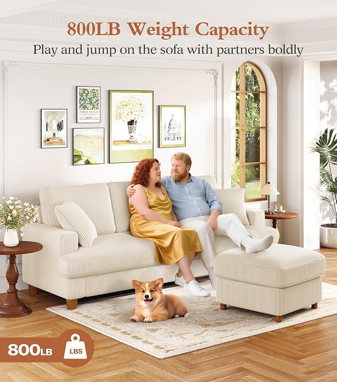 Kidirect 87in U Shaped Couch, Modular Sofa No Tool Assembly, Comfy Sectional - Image 3
