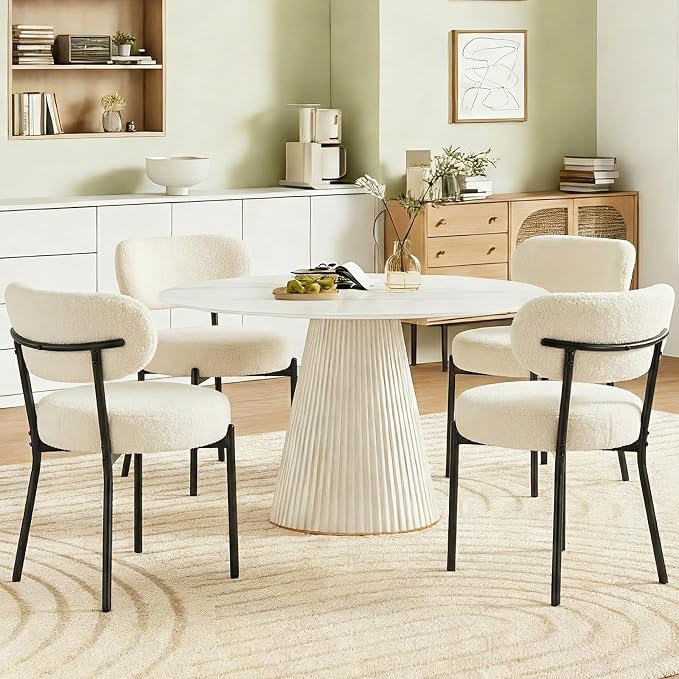 DUMOS Dining Chairs Set of 4, Mid Century Modern Chair Round Upholstered Curved by DumosLifestyle