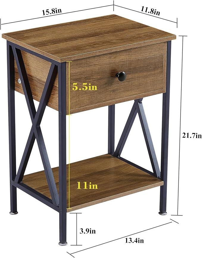 VECELO Nightstands Set of 2, Modern Bedside End Tables, Night Stands - Image 3