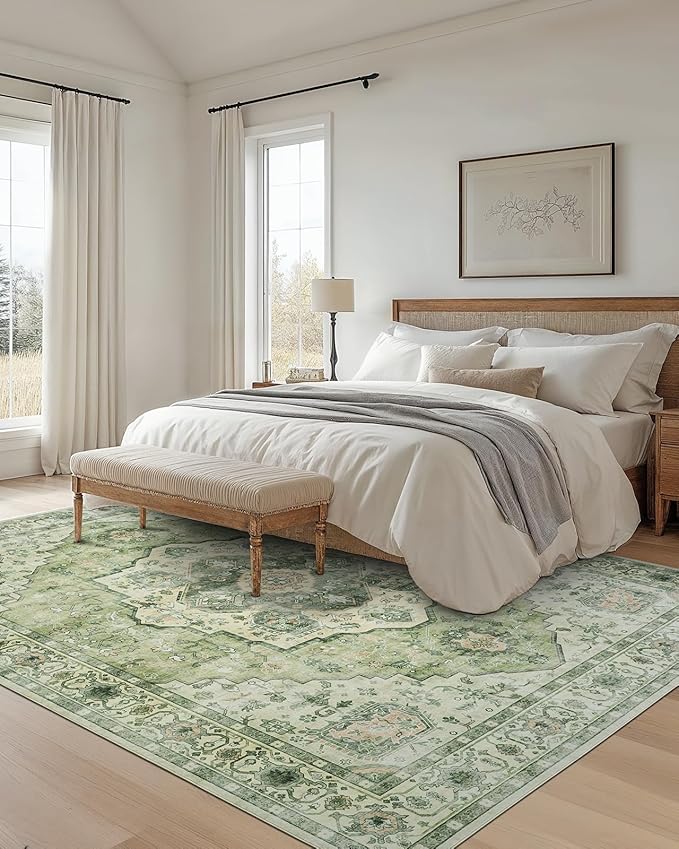 AMADA HOMEFURNISHING 9x12 Area Rug, Washable Low-Profile Large Area Rug - Image 3