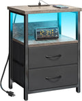 Fixwal Night Stand with Charging Station, LED Nightstand with U-S-B Ports and by Fixwal