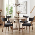 HNY Mid Century Modern Dining Chairs Set of 4, Farmhouse Linen Upholstered by HNY