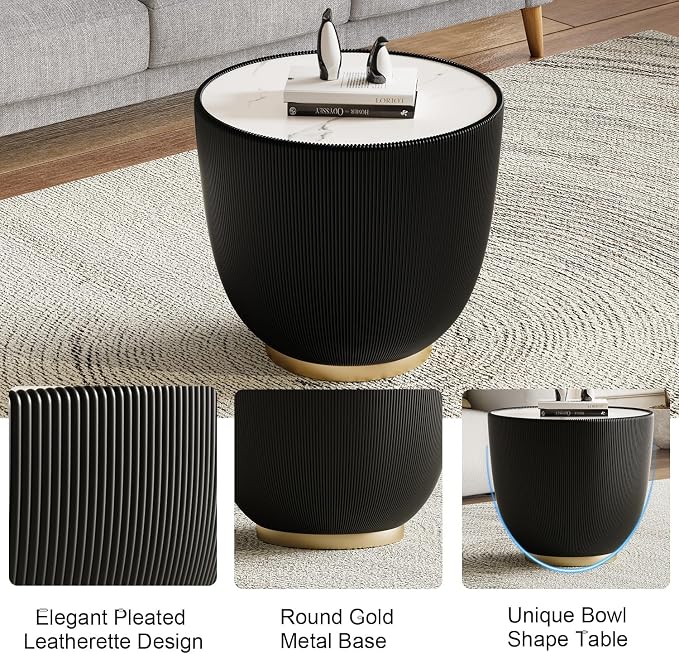 SSLine Bowl-Shape Coffee Table Set of 2 Modern Sintered Stone Top Nesting - Image 7