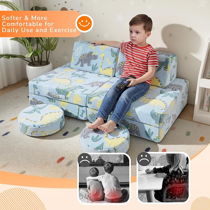 MeMoreCool Toddler Couch, 8-Piece Modular Kids Play Couch - Image 7