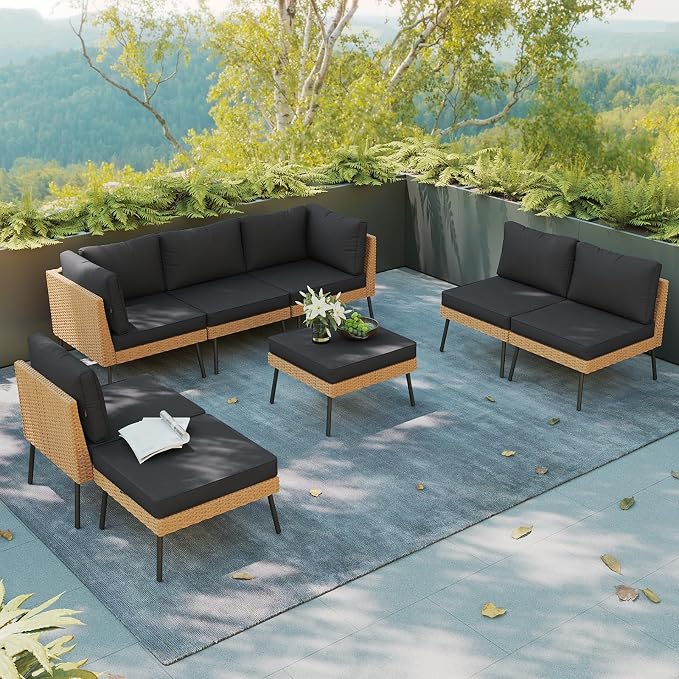 Aoxun 8 Piece Patio Furniture Set, 8 Seats Outdoor Sectional Sofas - Image 2