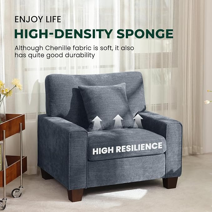 DOPEDIO Modern Living Room Sofa Set, 71.25" Chenille Loveseat - Image 7