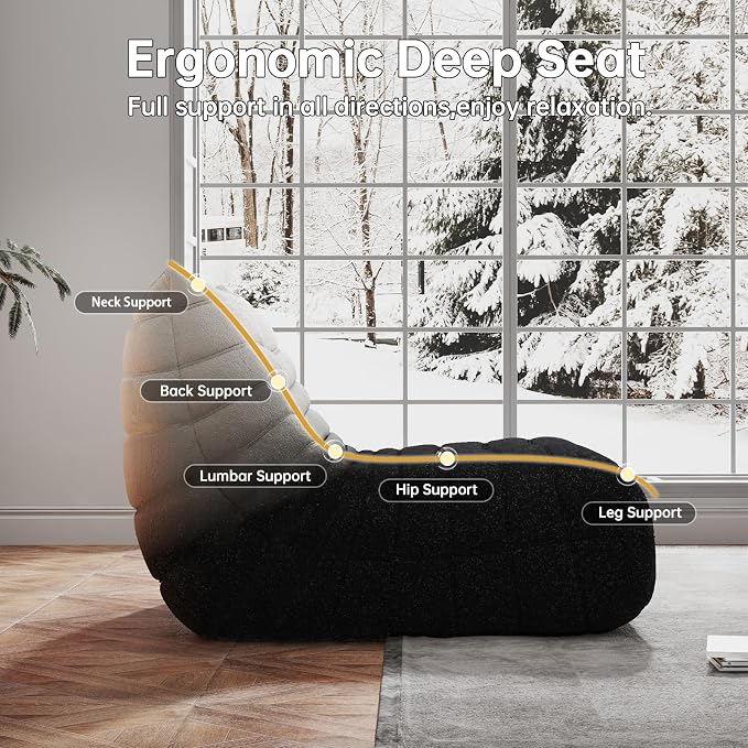 WHGBJA Bean Bag Chairs for Adults, Memory Foam Couch Loveseat Sofa Chair - Image 5