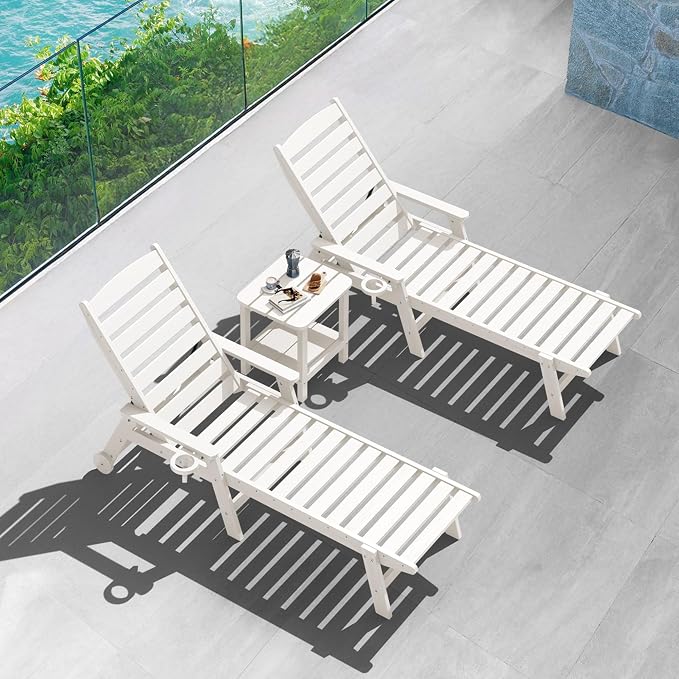 SERWALL Double Adirondack Side Table Set of 4, End Table- White - Image 7