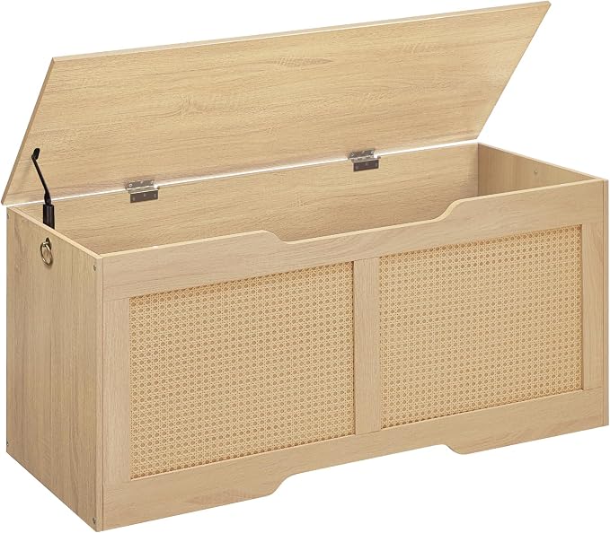 HOOBRO Storage Bench, 43.3" Toy Box, Rattan-Like Storage Chest, Sturdy Entryway by HOOBRO