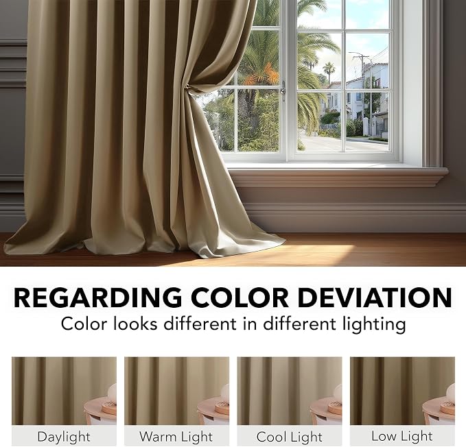 Deconovo Blackout Curtains, Thermal Insulated, W70 x L108 2 Panels, Back Tab - Image 6