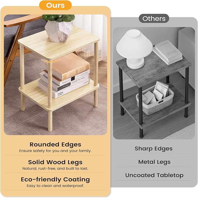 Apicizon 2 Tier End Table Set of 2, Small Side Table - Image 4