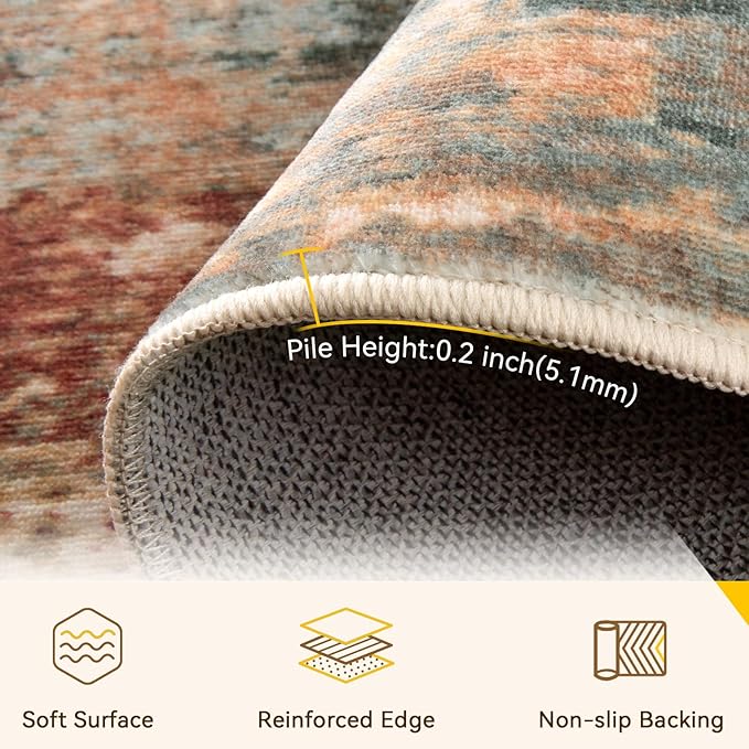 Washable Area Rugs 2'x3' Non-Slip Modern Abstract Soft - Image 3