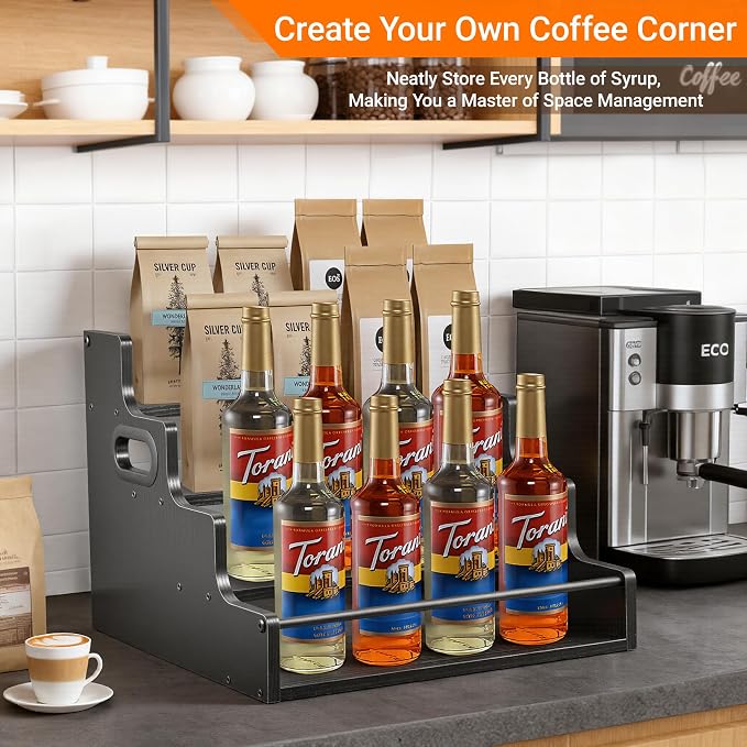 YQBRAO 2 Pack 4-Tier Liquor Bottle Display Shelf, 16-Inch Wooden Bar Shelves - Image 7