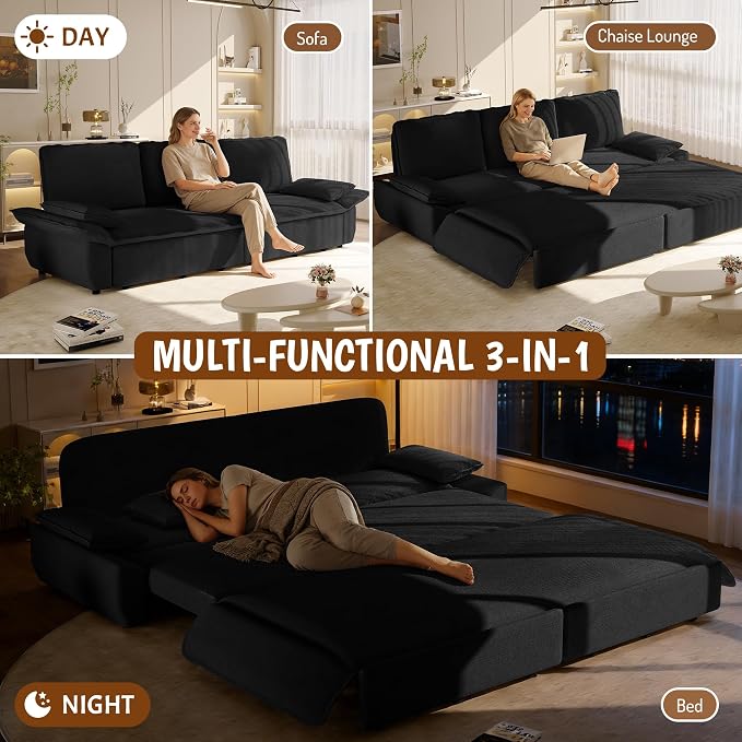KEIKI 94.5" King Pull-Out Sofa Bed, 3-in-1 Convertible Couch - Image 4