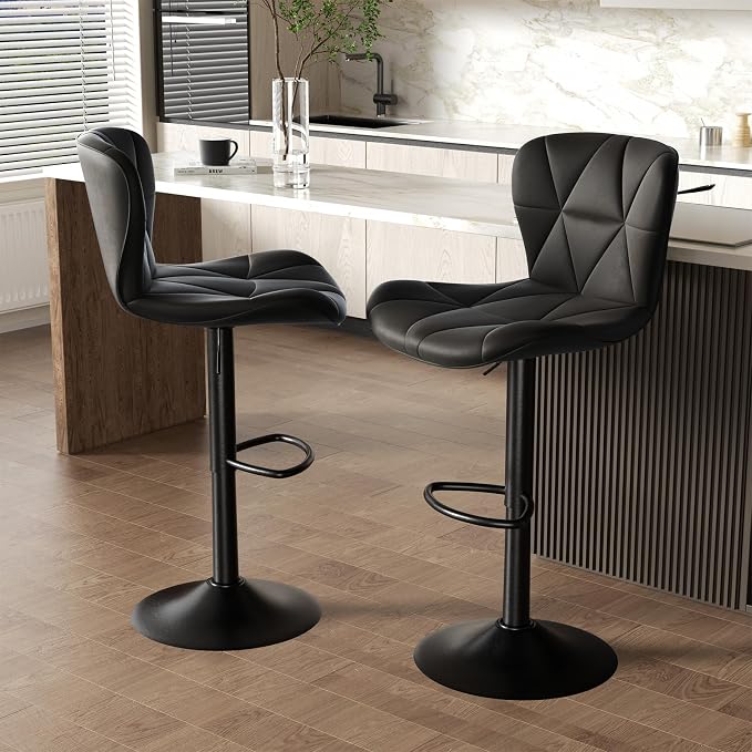 Nalupatio Modern Bar Stools Set of 4, Adjustable Faux Leather Upholstered - Image 6