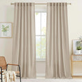 RYB HOME Guaze Burlap Curtains 95 inches Long, Large Window Treatment Back Tab by RYBHOME