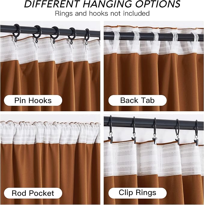 RYB HOME Velvet Curtains 108 inch, Room Darkening Window Curtains - Image 4
