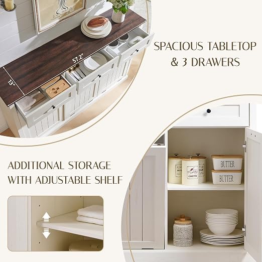IFGET Triple Tilt Out Trash Can Cabinet, 20 Gallon Farmhouse Laundry Hamper - Image 3