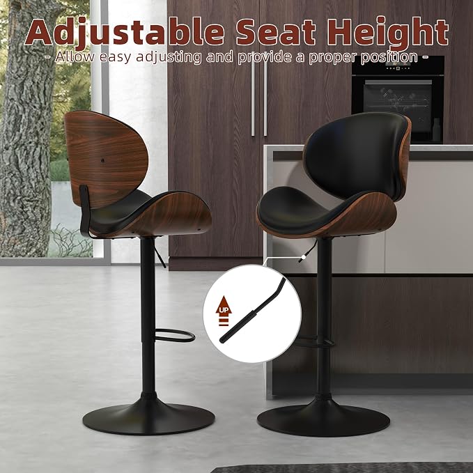 civama Bar Stools Set of 4 for Kitchen Counter, Adjustable Bar Height Chairs - Image 3