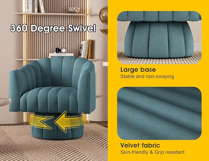 Dewhut Swivel Accent Chair, 360° Swivel Barrel Chair - Image 8