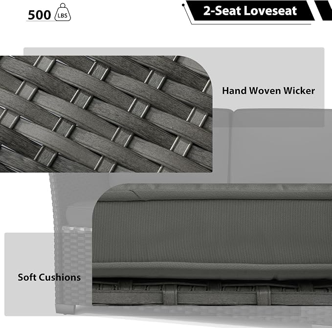 KIGOTY 7 Piece Patio Furniture Set, Outdoor PE Wicker Rattan Outdoor Dining Set - Image 3