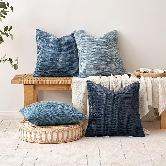 MIULEE Pack of 2 Couch Throw Pillow Covers 16x16 Inch Coastal Smoke Blue Modern - Image 4