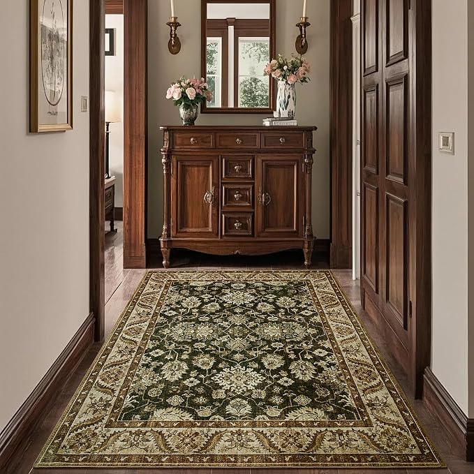 Area Rugs for Living Room, 4x6 Washable Rugs for Bedroom, Non-Slip Retro Floral - Image 7
