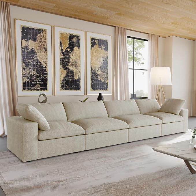 JACH 160" Cloud Sectional Couch, Modern Modular Convertible Sofa, Couch Cushion - Image 6