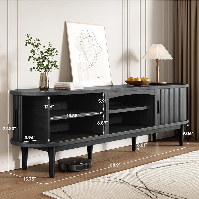 Decofy Mid Century TV Stand for TVs up to 80 Inches, Entertainment Center - Image 2