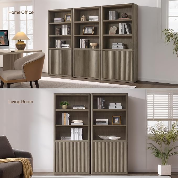 SICOTAS Book Shelf with Doors 71" Tall 6 Tier Bookshelf with Adjustable Shelves - Image 6