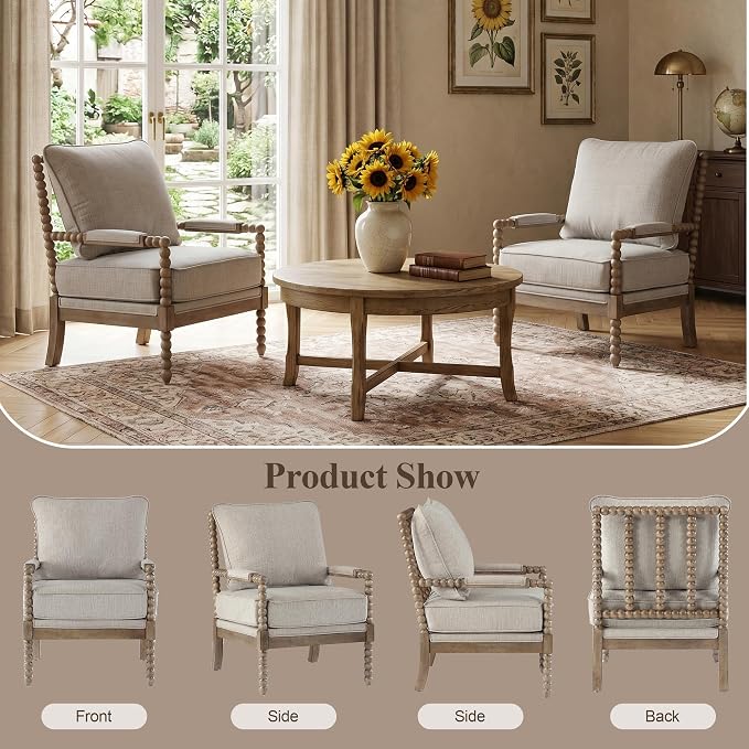 DUHOME Linen Fabric Spindle Accent Chair - Image 7