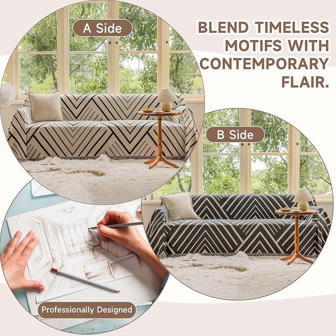 VClife Boho Sofa Cover Thick Chenille Couch Cover - Image 3