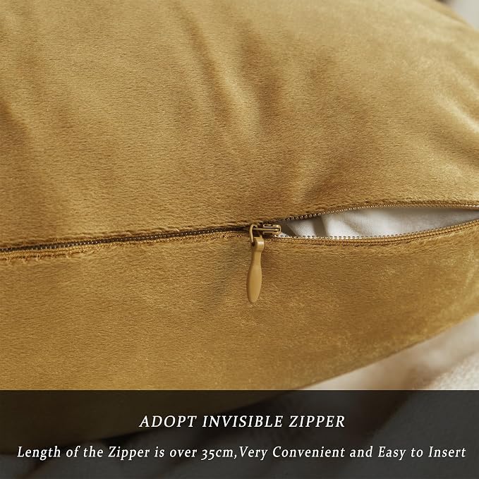GIGIZAZA Golden Throw Pillow Covers 20x20 Decorative Velvet Cushion Covers Pack - Image 5
