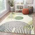 RoomTalks Boho Green Cute 3x5 Small Area Rugs Washable, Modern Abstract by RoomTalks