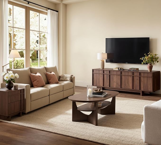TV Stand for 75 Inch TV, Mid Century Modern TV Stand - Image 8