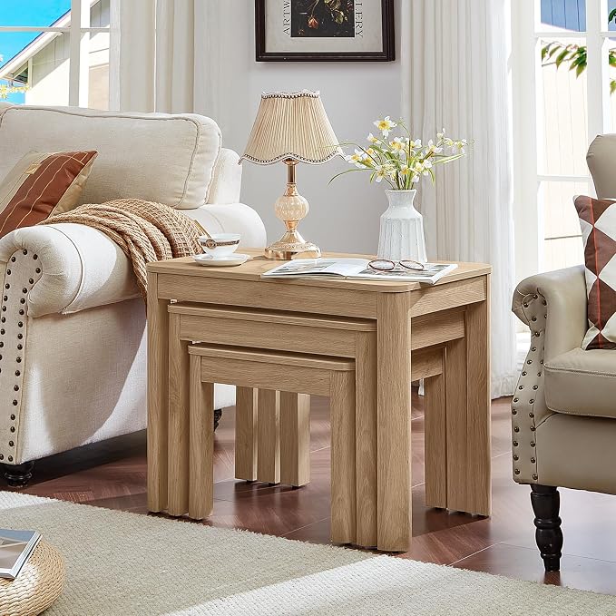 Joaxswe Farmhouse Nesting Tables Set of 3, Nesting Side Tables - Image 3
