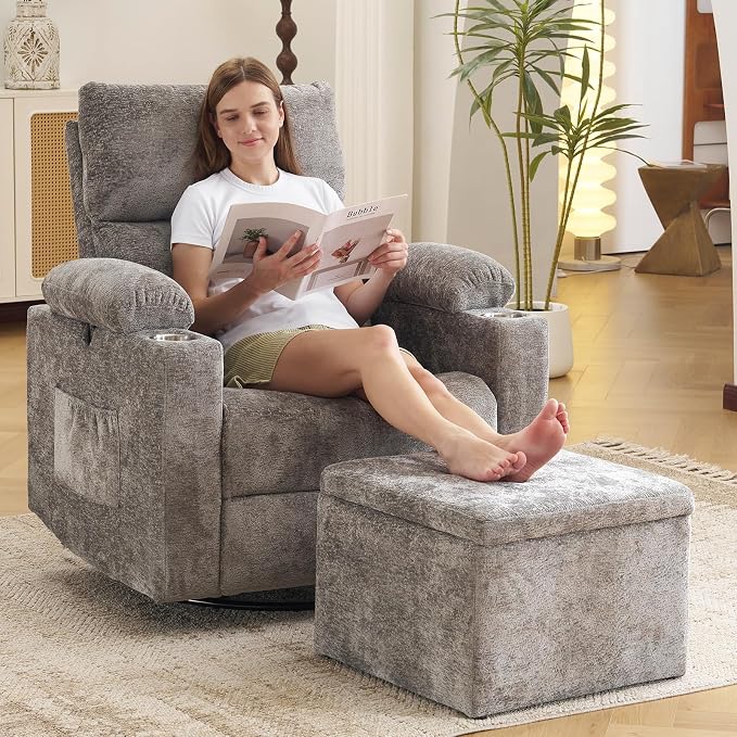 Oversized Power Recliner Chair Swivel Glider - Image 9